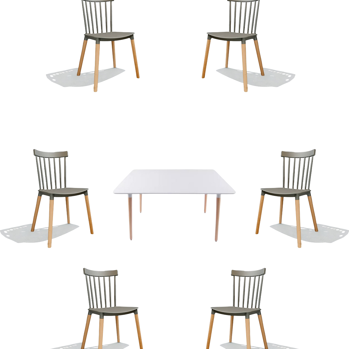 Comedor Mesa Rectangular Melamina 120x80 cm + Silla Windsor 6