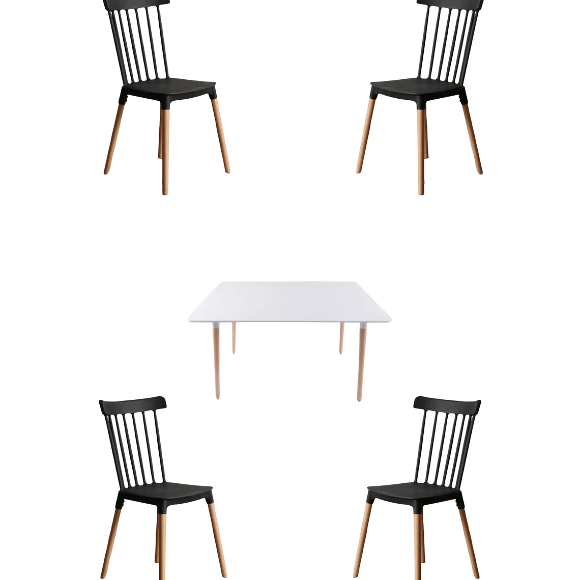 Comedor Mesa Rectangular Melamina 120x80 cm + Silla Windsor 7