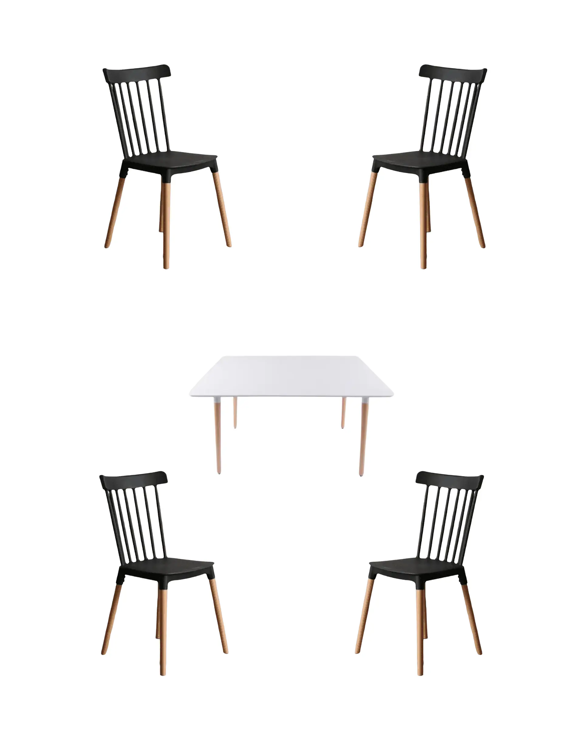Comedor Rectangular Melamina con Sillas Windsor 7