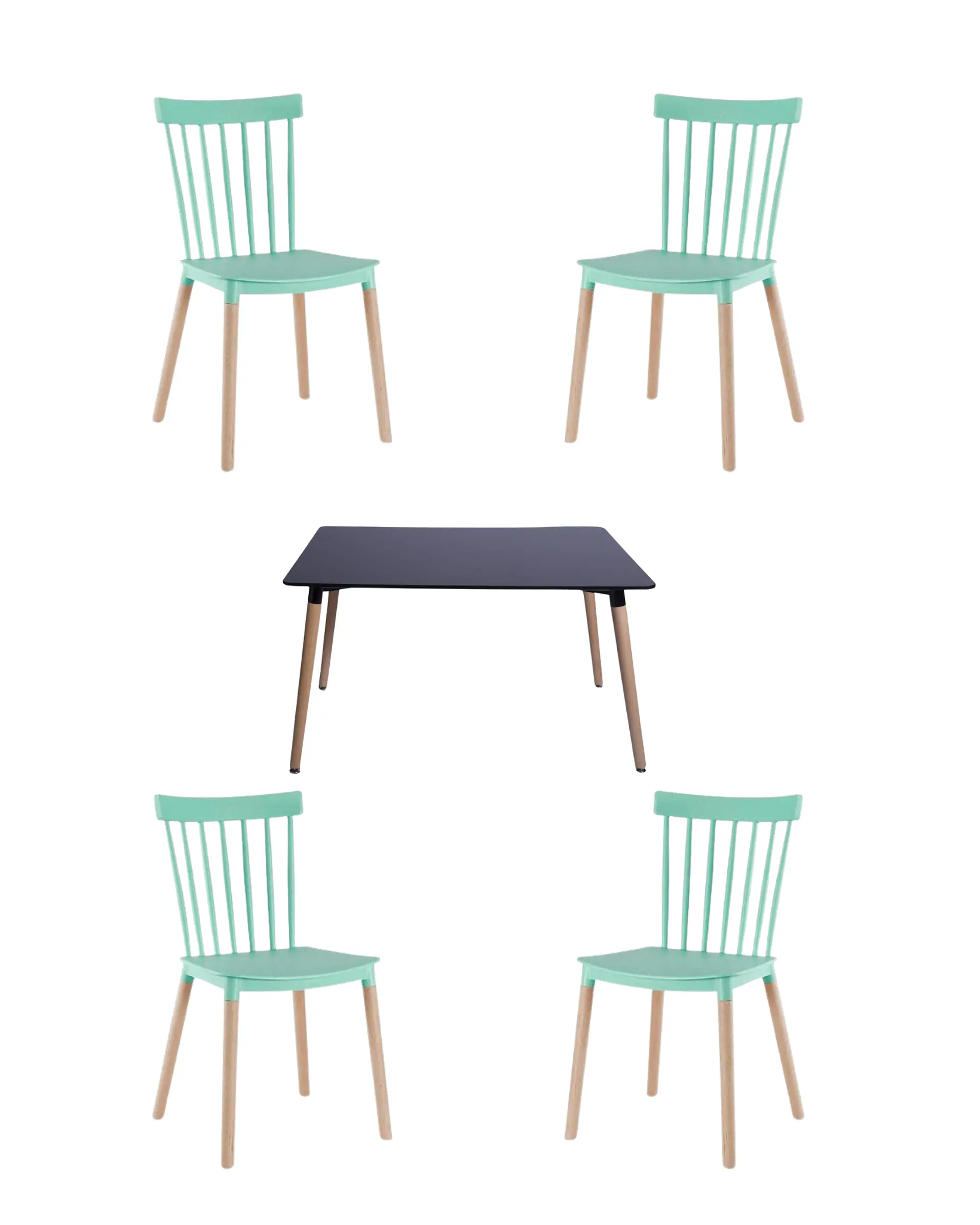 Comedor Rectangular Melamina con Sillas Windsor 9