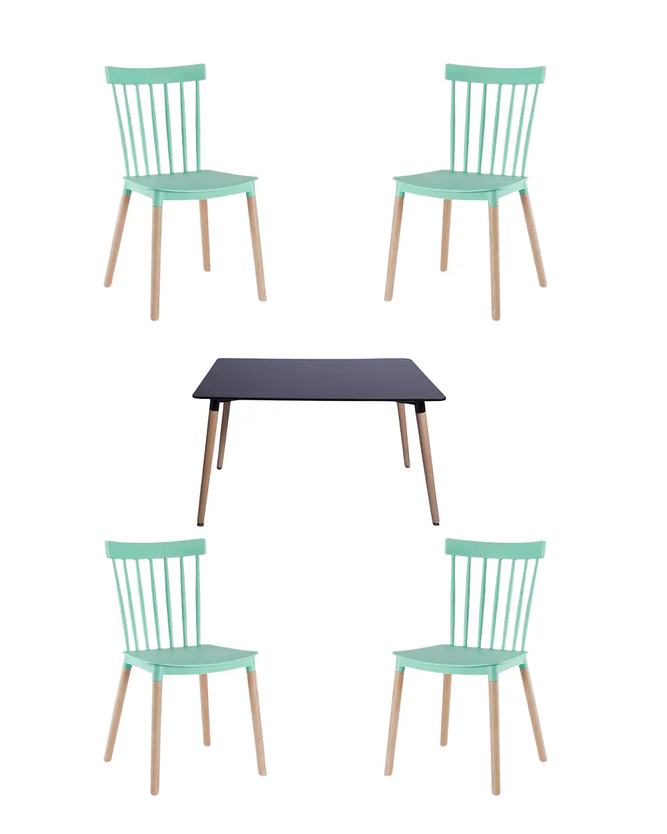 Comedor Rectangular Melamina con Sillas Windsor 9