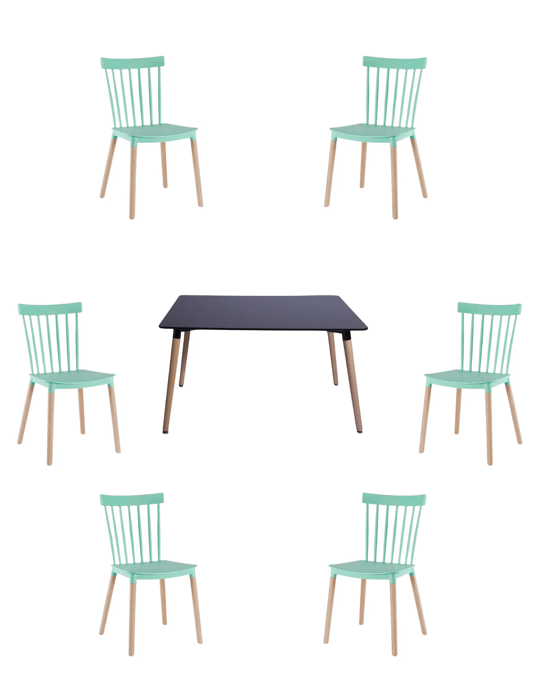 Comedor Rectangular Melamina con Sillas Windsor 10