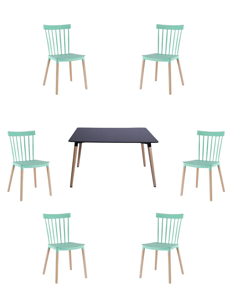 Comedor Rectangular Melamina con Sillas Windsor 10