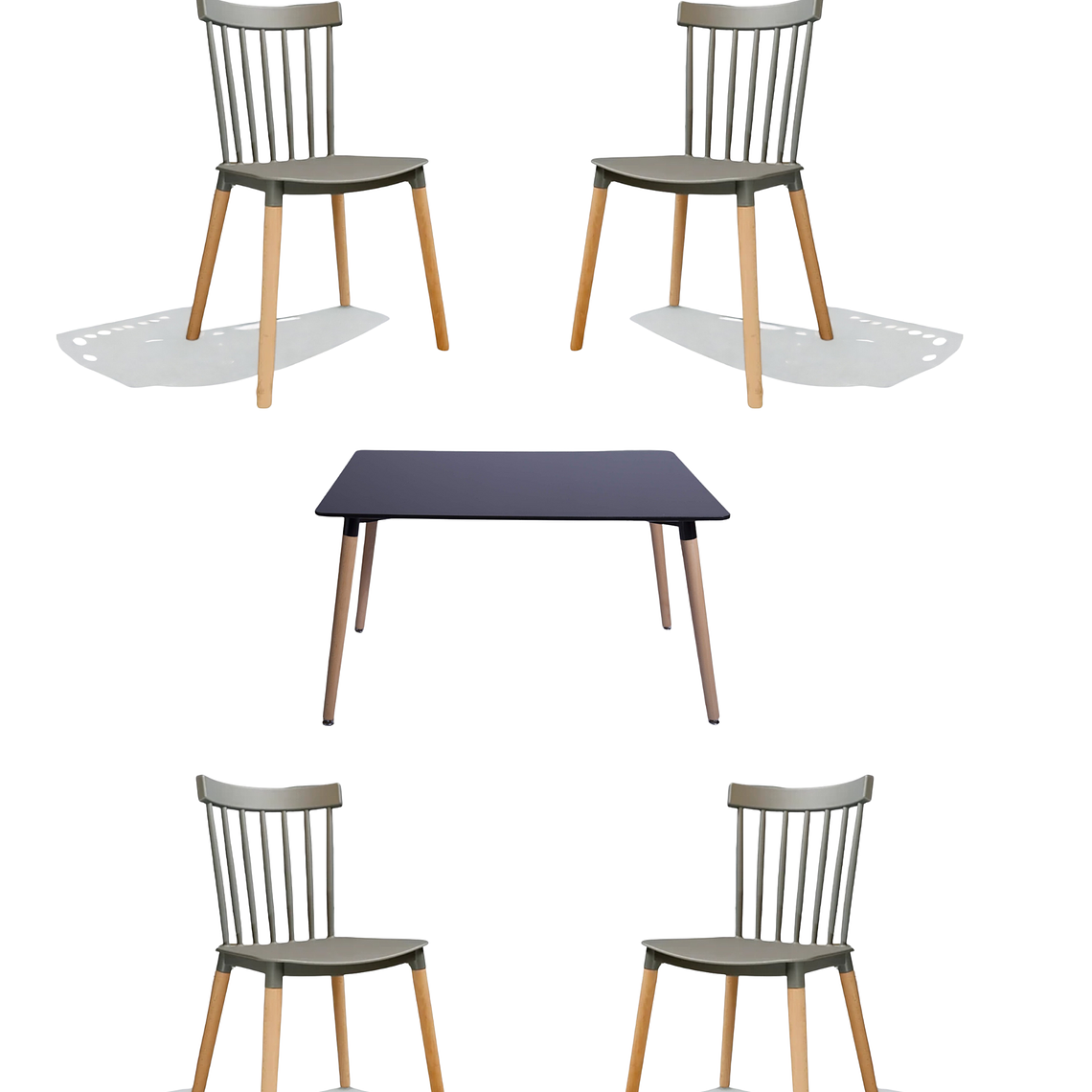 Comedor Mesa Rectangular Melamina 120x80 cm + Silla Windsor 11