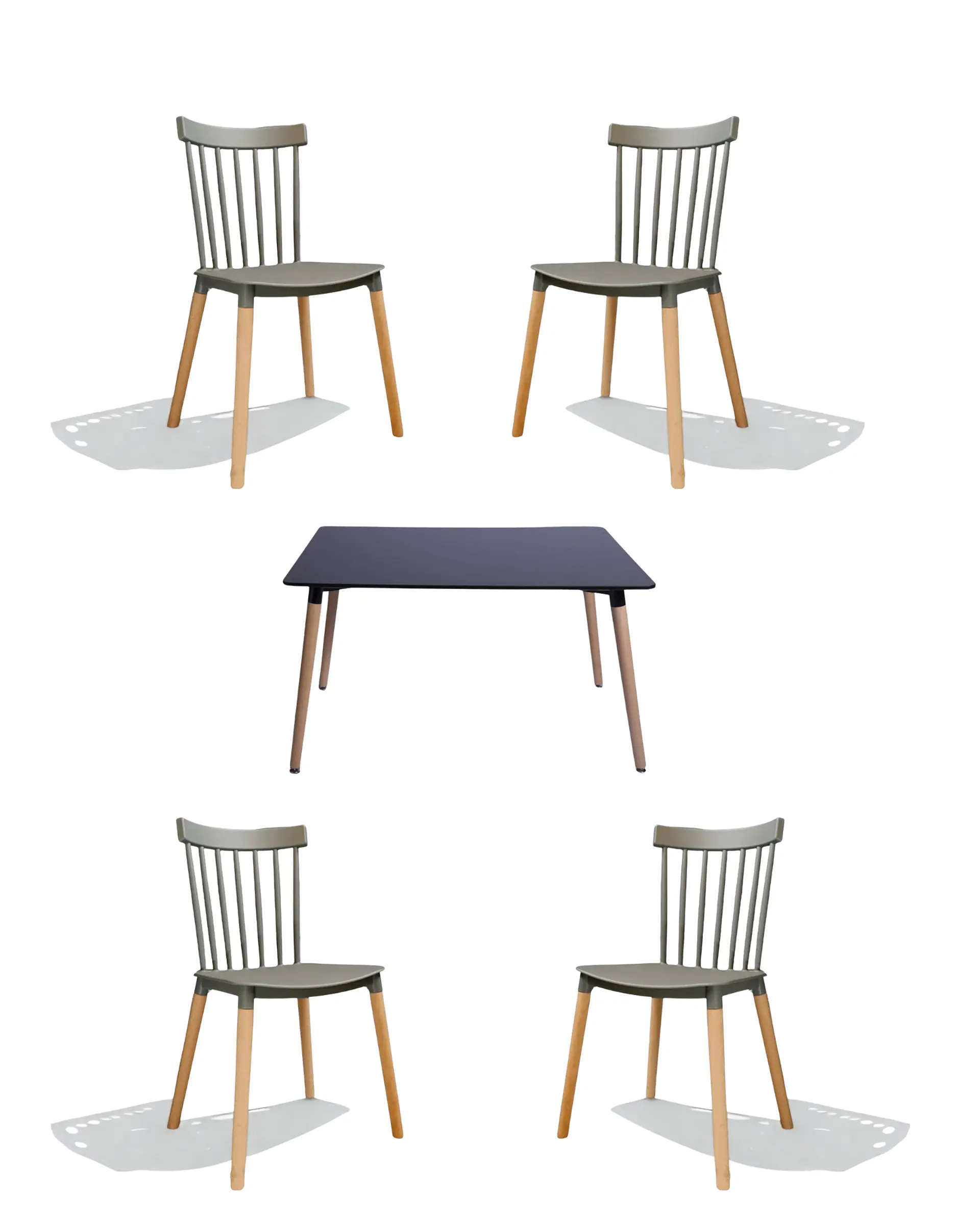 Comedor Rectangular Melamina con Sillas Windsor 11