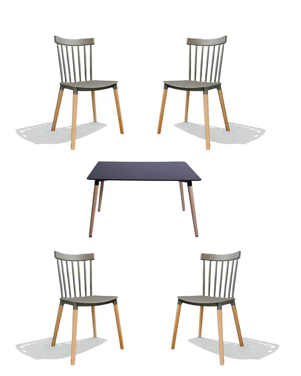 Comedor Rectangular Melamina con Sillas Windsor 11