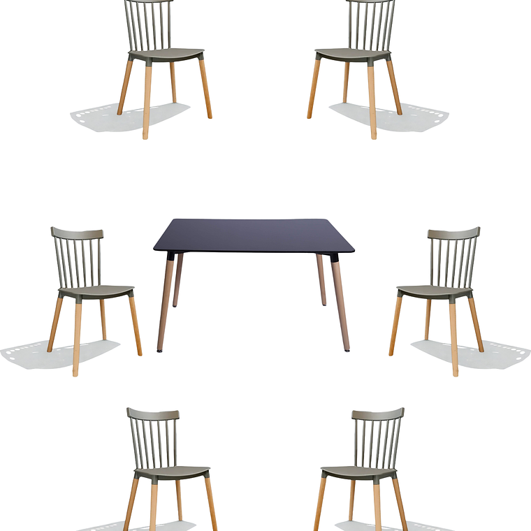 Comedor Mesa Rectangular Melamina 120x80 cm + Silla Windsor 12