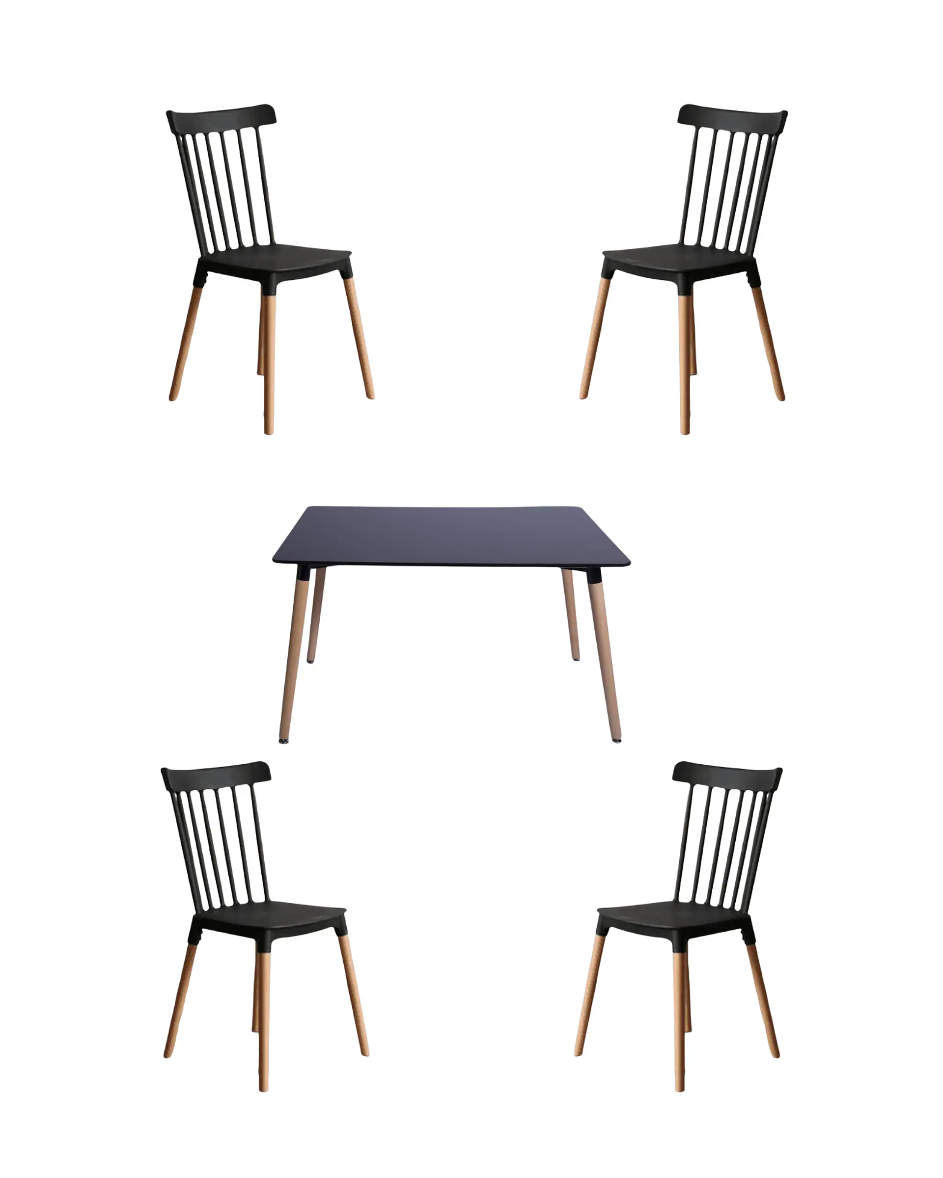 Comedor Rectangular Melamina con Sillas Windsor 13