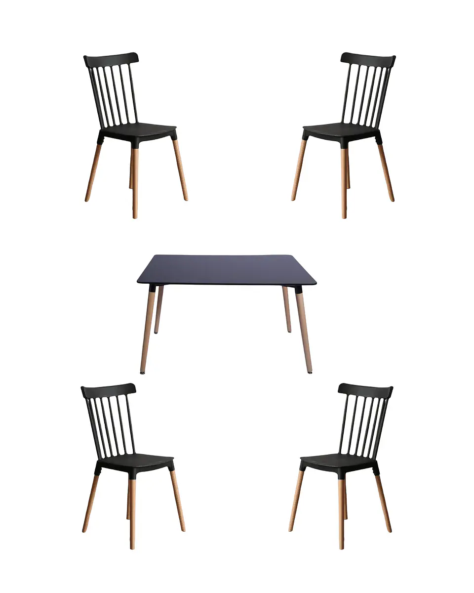 Comedor Rectangular Melamina con Sillas Windsor 13