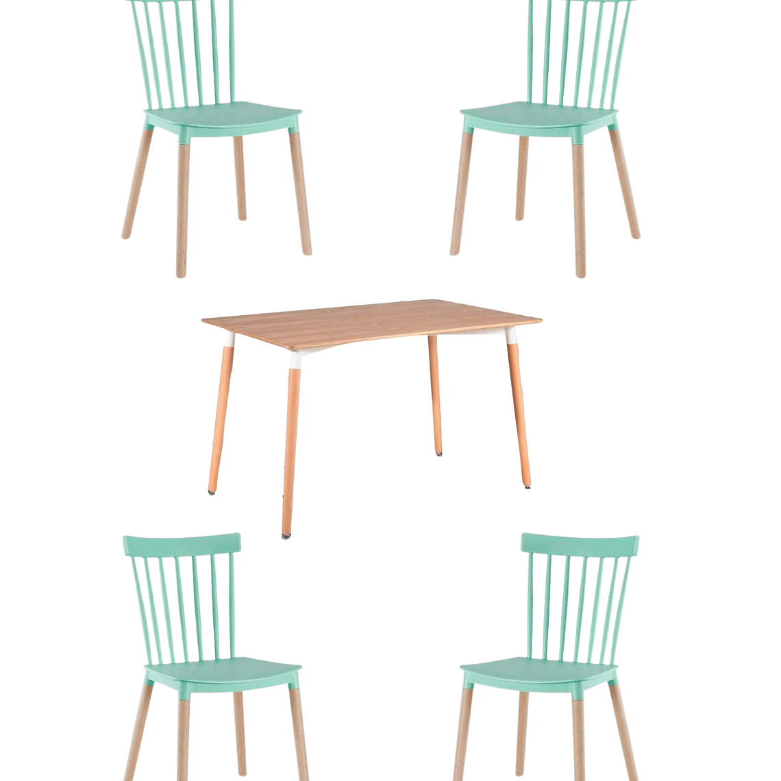 Comedor Mesa Rectangular Melamina 120x80 cm + Silla Windsor 15