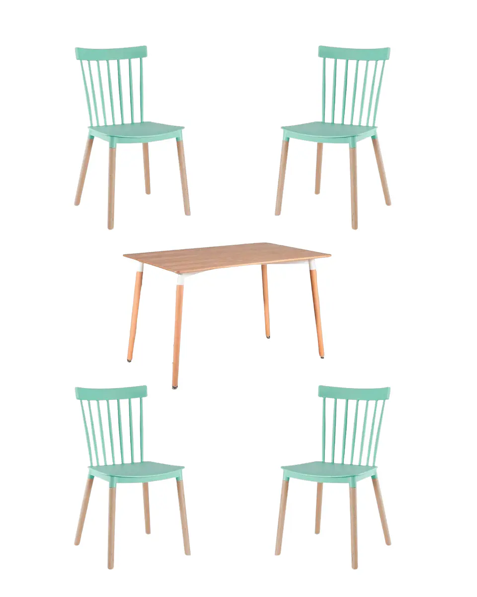Comedor Rectangular Melamina con Sillas Windsor 15