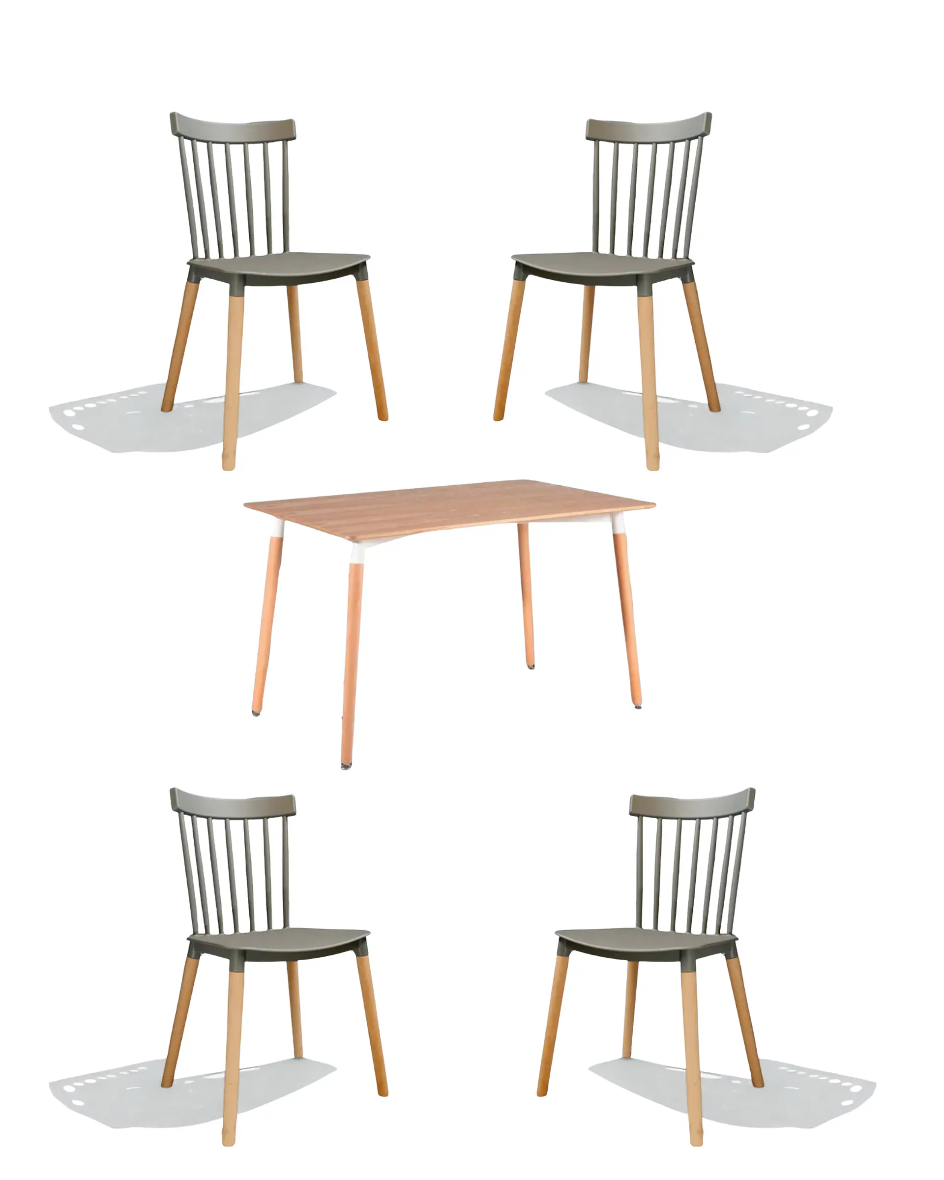 Comedor Rectangular Melamina con Sillas Windsor 17
