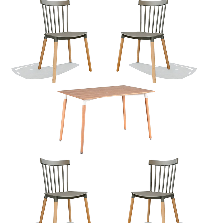 Comedor Mesa Rectangular Melamina 120x80 cm + Silla Windsor 17