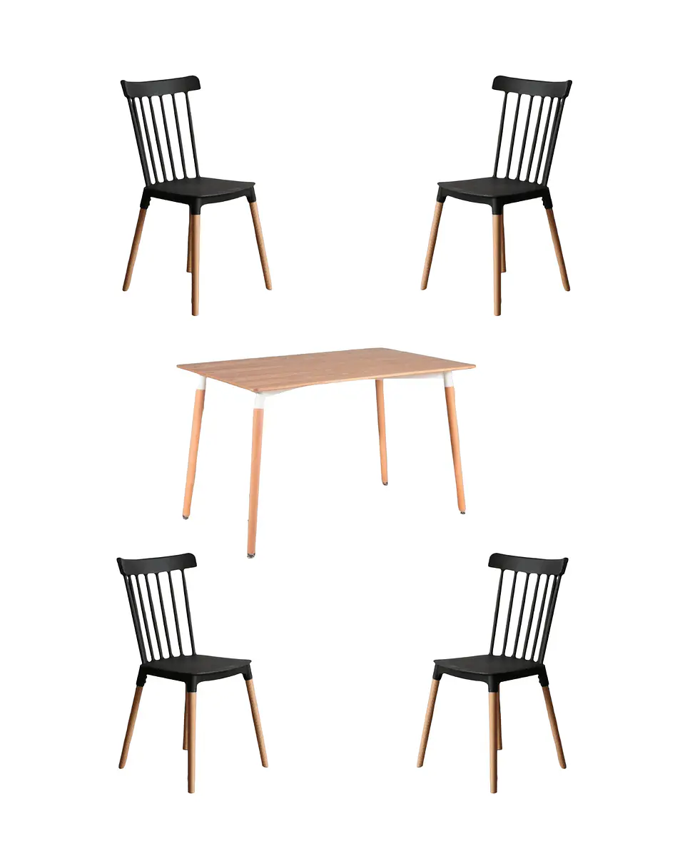 Comedor Rectangular Melamina con Sillas Windsor 19
