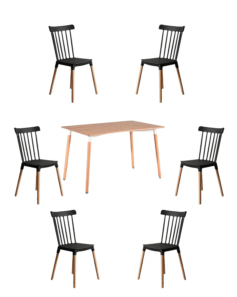 Comedor Rectangular Melamina con Sillas Windsor 20