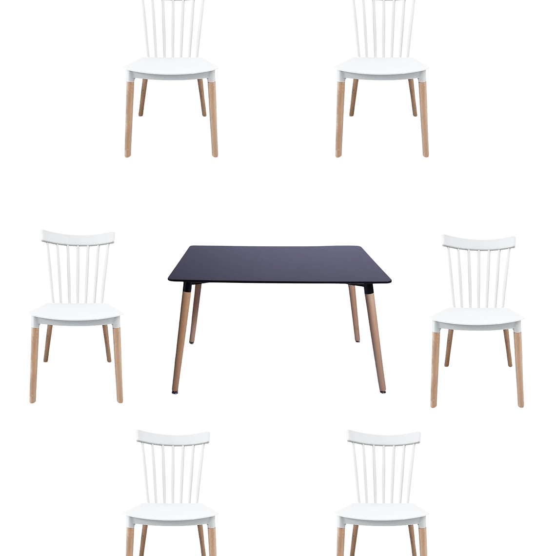 Comedor Mesa Rectangular Melamina 120x80 cm + Silla Windsor 22