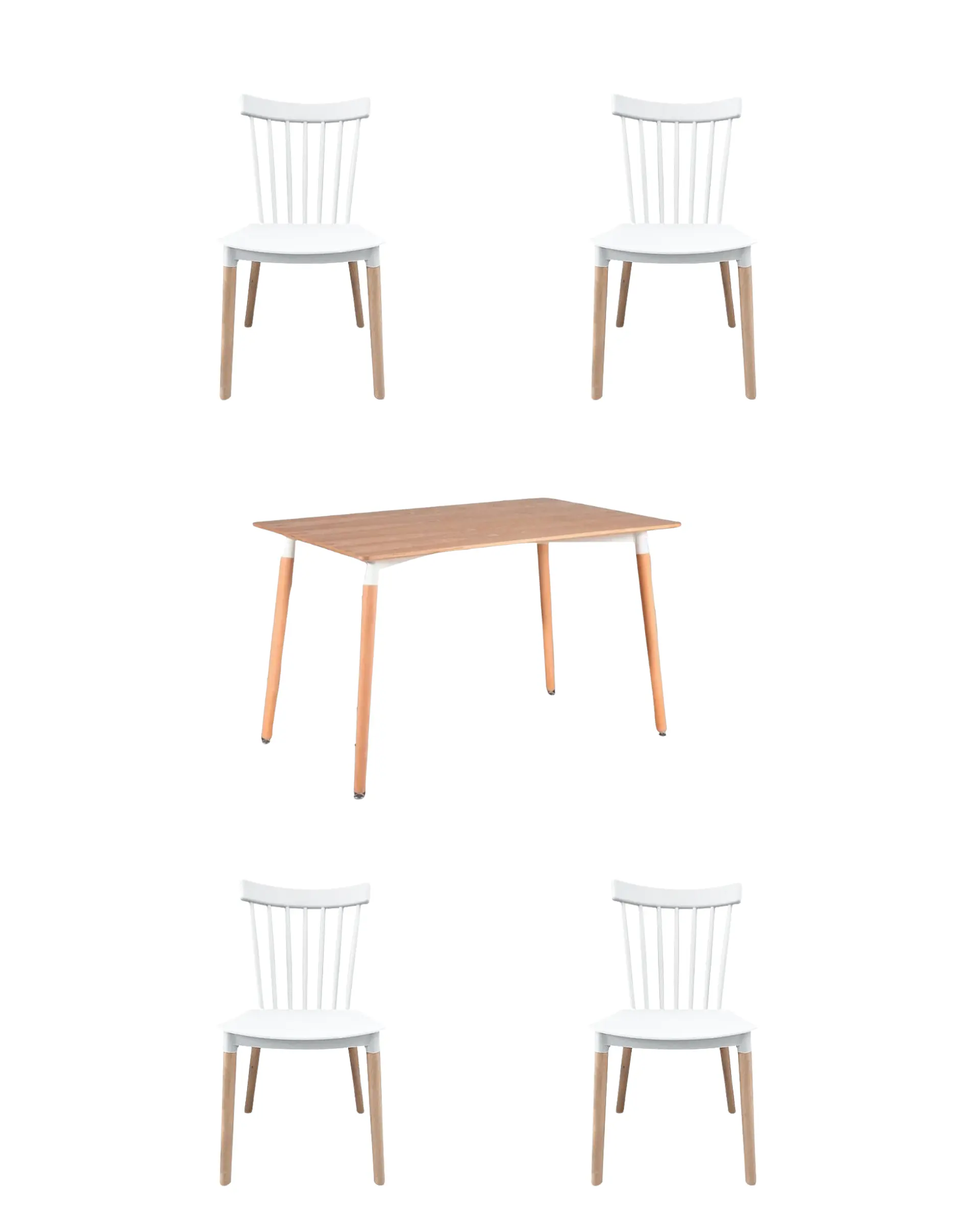 Comedor Rectangular Melamina con Sillas Windsor 23