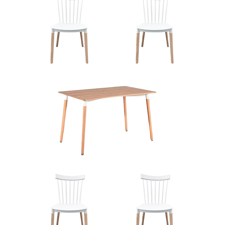 Comedor Mesa Rectangular Melamina 120x80 cm + Silla Windsor 23