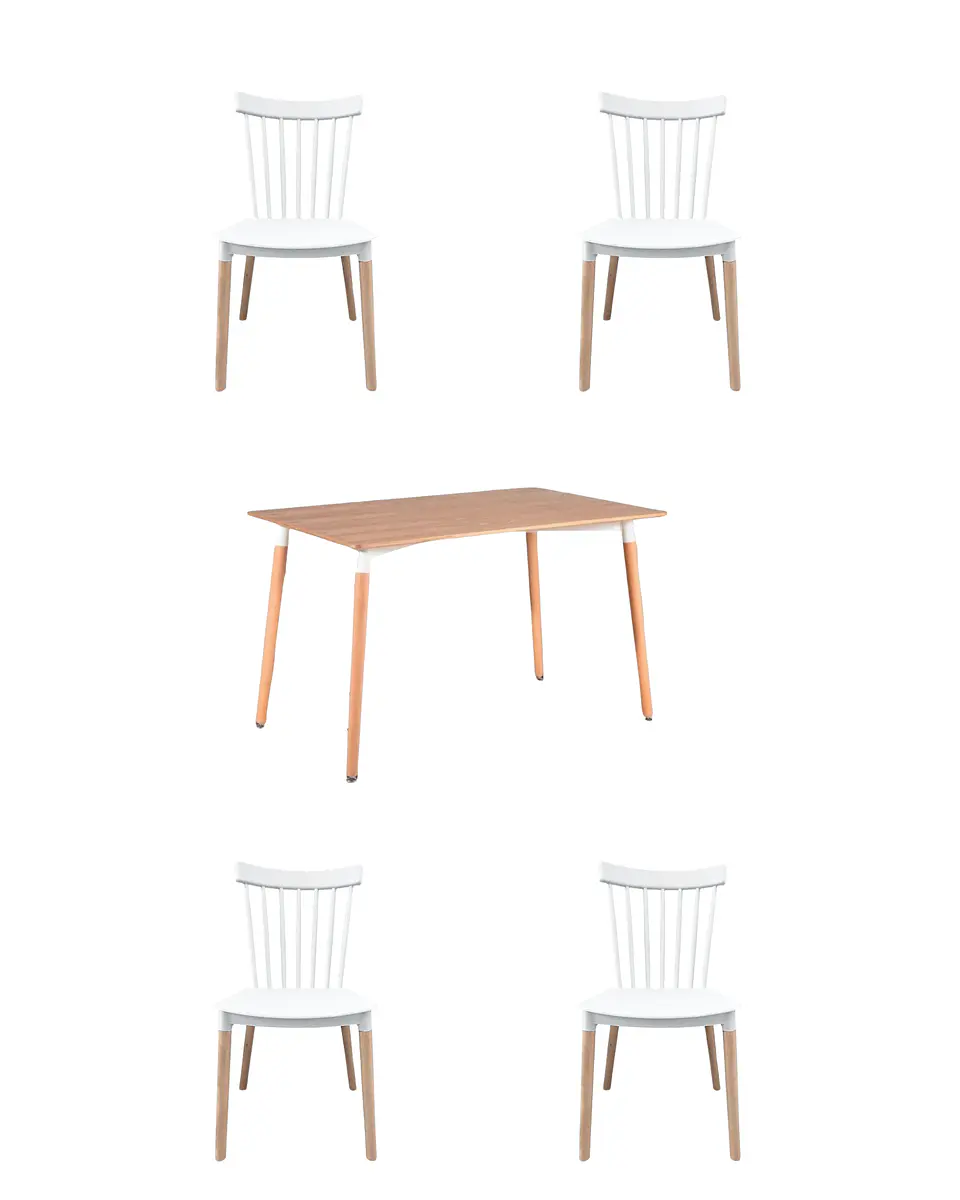 Comedor Rectangular Melamina con Sillas Windsor 23