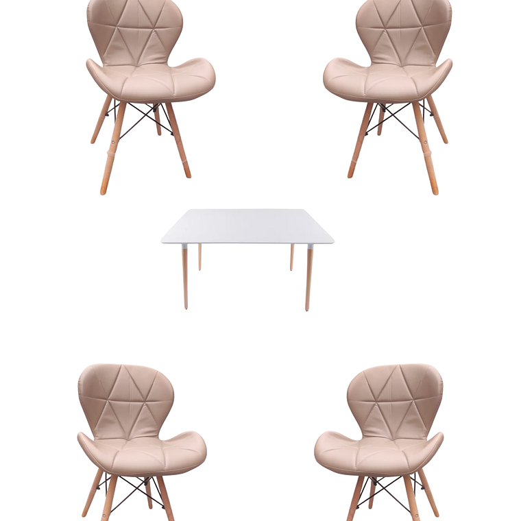 Comedor Mesa Rectangular Melamina 120x80 cm + Sillas Radar 3