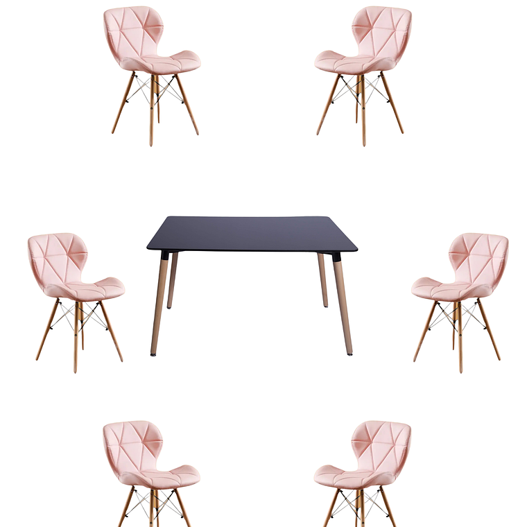 Comedor Mesa Rectangular Melamina 120x80 cm + Sillas Radar 16