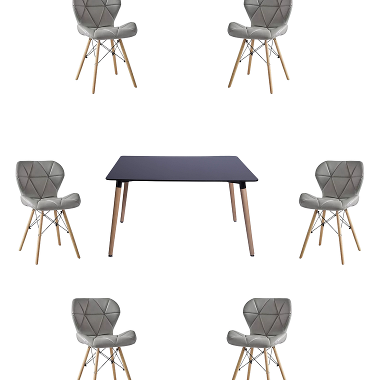 Comedor Mesa Rectangular Melamina 120x80 cm + Sillas Radar 20