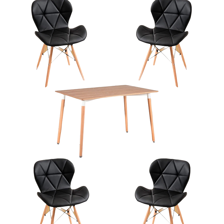 Comedor Mesa Rectangular Melamina 120x80 cm + Sillas Radar 25