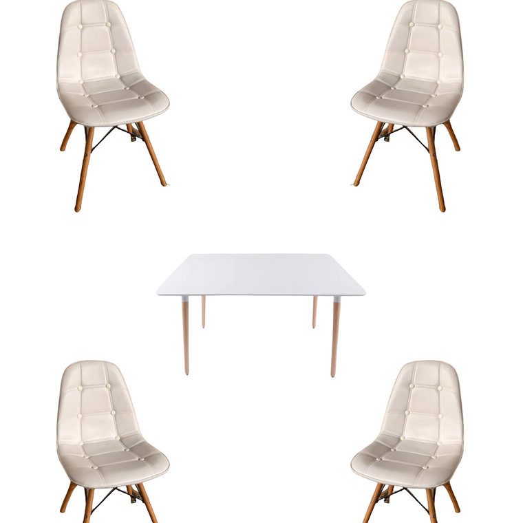 Comedor Mesa Rectangular Melamina 120x80 cm + Sillas Buckle 3