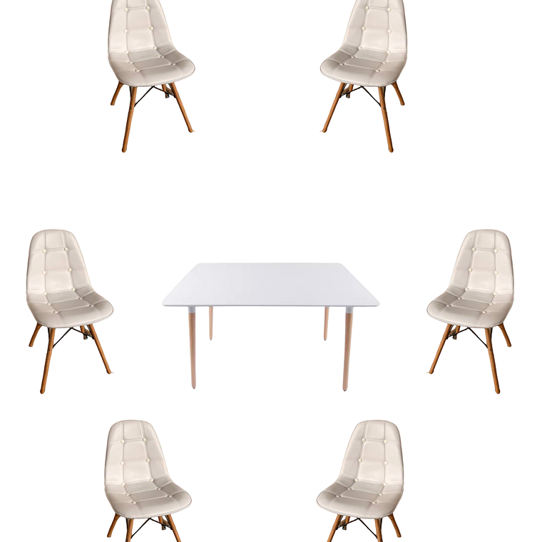 Comedor Mesa Rectangular Melamina 120x80 cm + Sillas Buckle 4