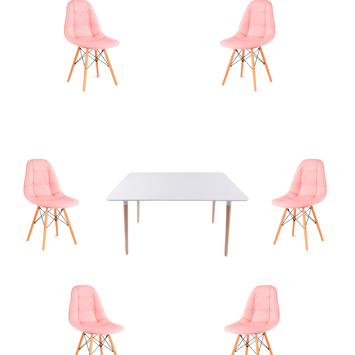 Comedor Mesa Rectangular Melamina 120x80 cm + Sillas Buckle 6