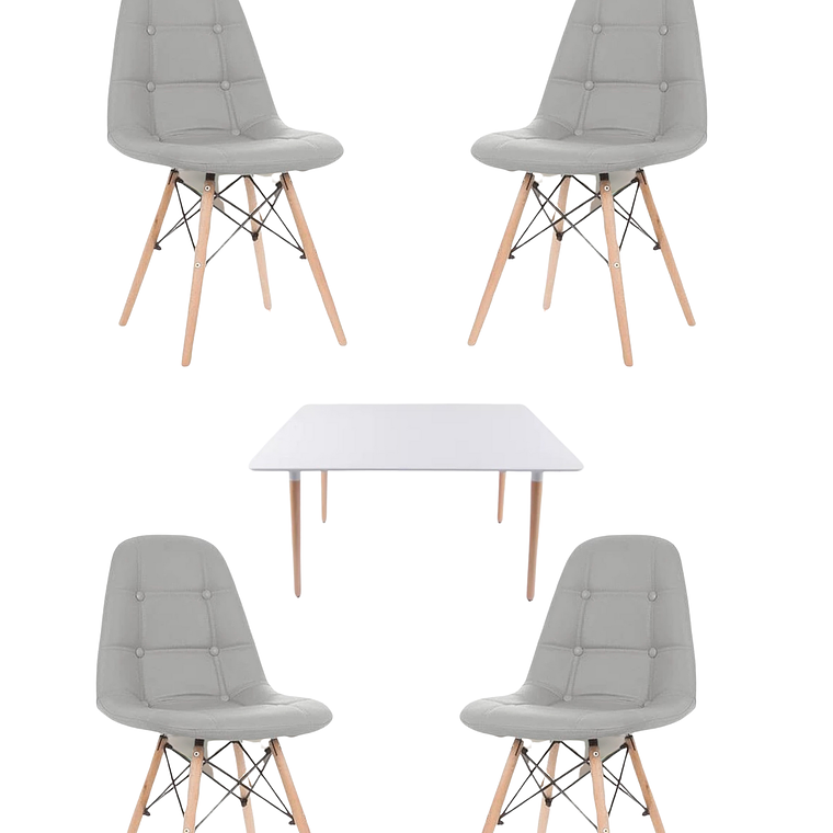 Comedor Mesa Rectangular Melamina 120x80 cm + Sillas Buckle 7