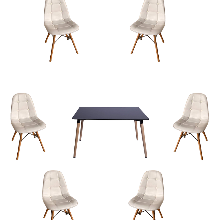 Comedor Mesa Rectangular Melamina 120x80 cm + Sillas Buckle 10