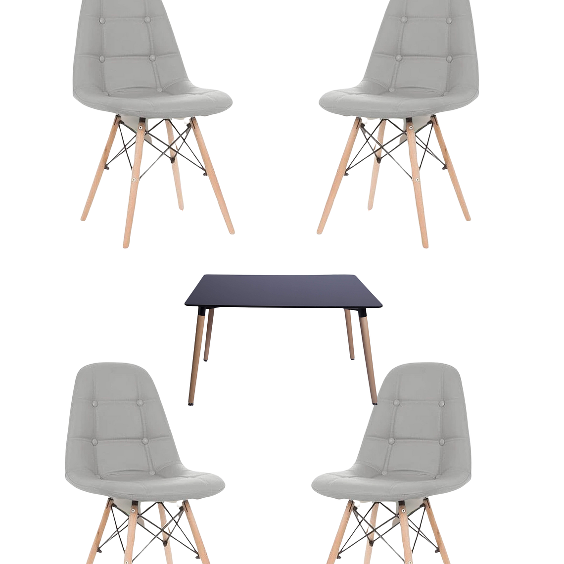 Comedor Mesa Rectangular Melamina 120x80 cm + Sillas Buckle 15