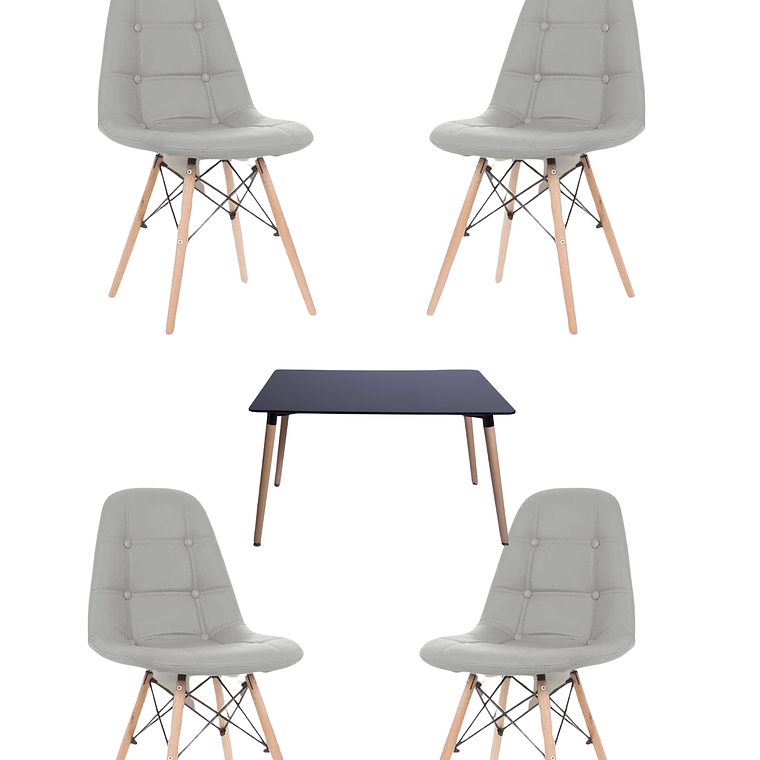 Comedor Mesa Rectangular Melamina 120x80 cm + Sillas Buckle 15