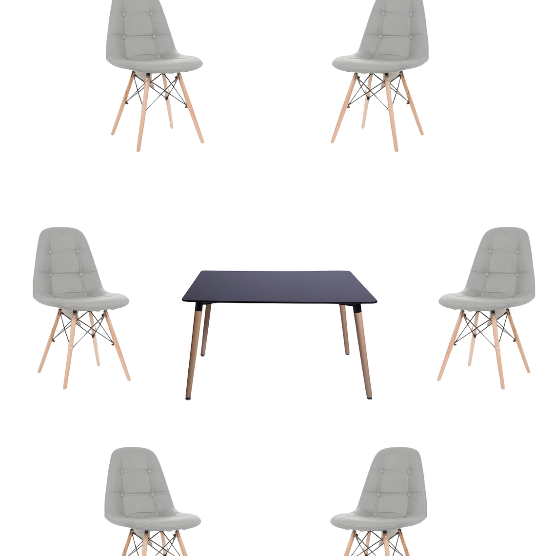 Comedor Mesa Rectangular Melamina 120x80 cm + Sillas Buckle 16