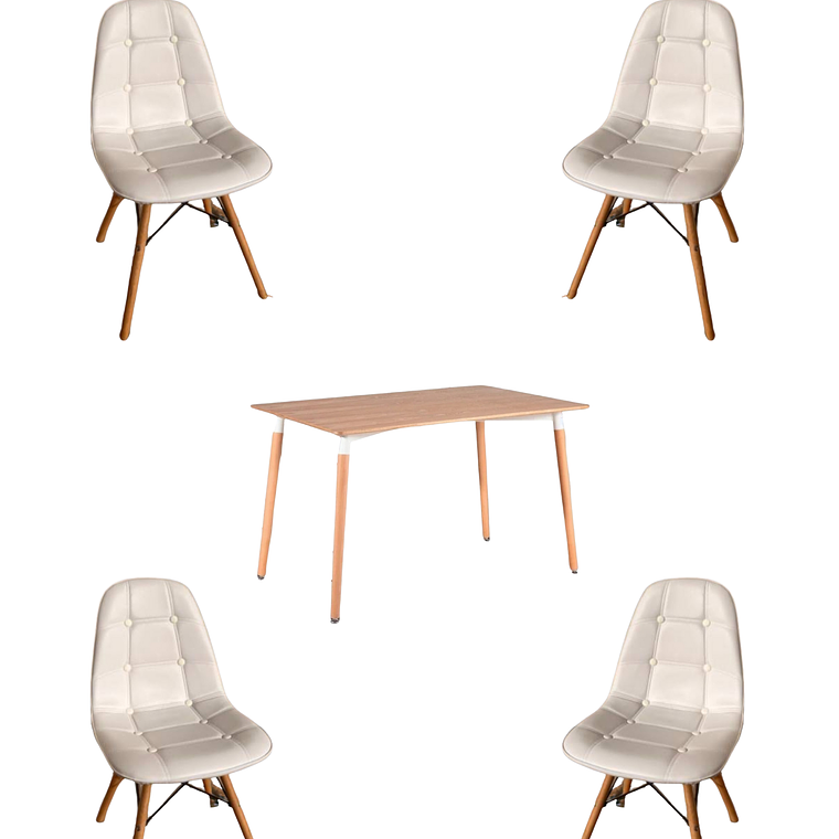 Comedor Mesa Rectangular Melamina 120x80 cm + Sillas Buckle 17