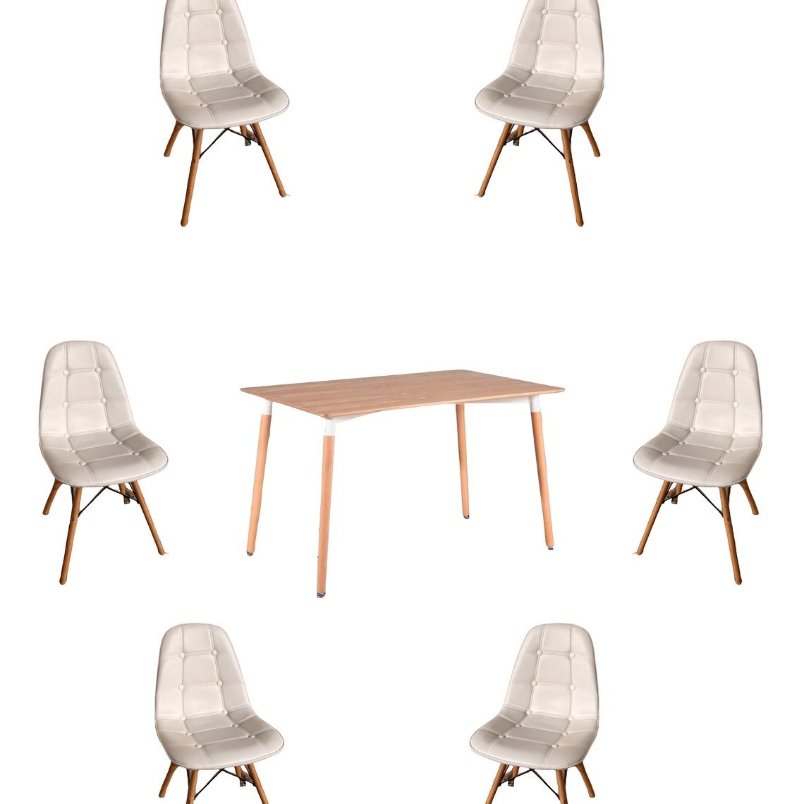 Comedor Mesa Rectangular Melamina 120x80 cm + Sillas Buckle 18