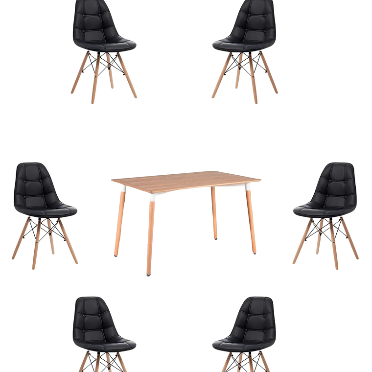 Comedor Mesa Rectangular Melamina 120x80 cm + Sillas Buckle 20