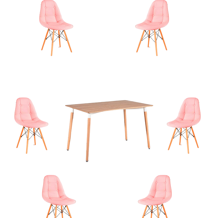 Comedor Mesa Rectangular Melamina 120x80 cm + Sillas Buckle 22