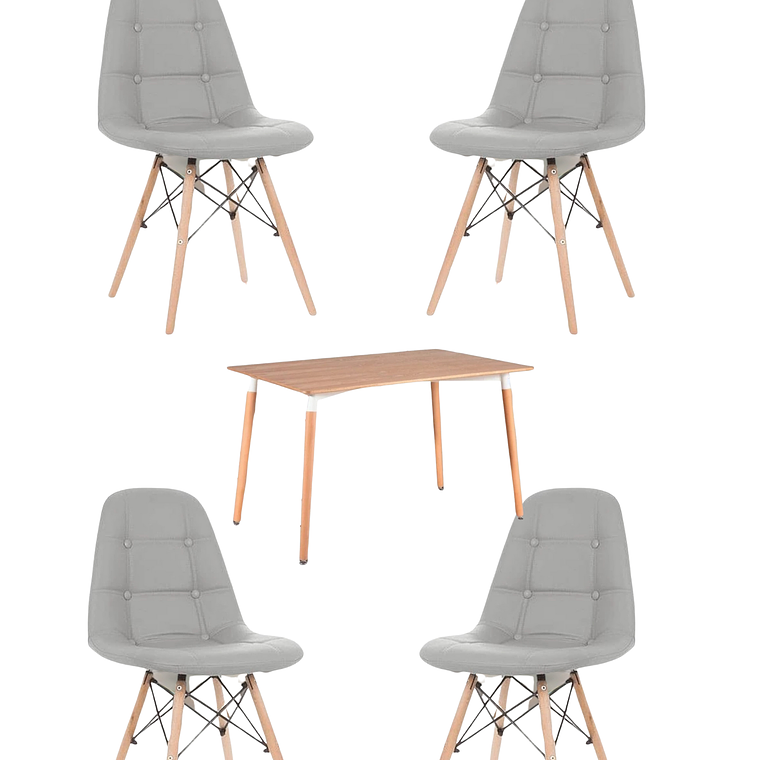 Comedor Mesa Rectangular Melamina 120x80 cm + Sillas Buckle 23