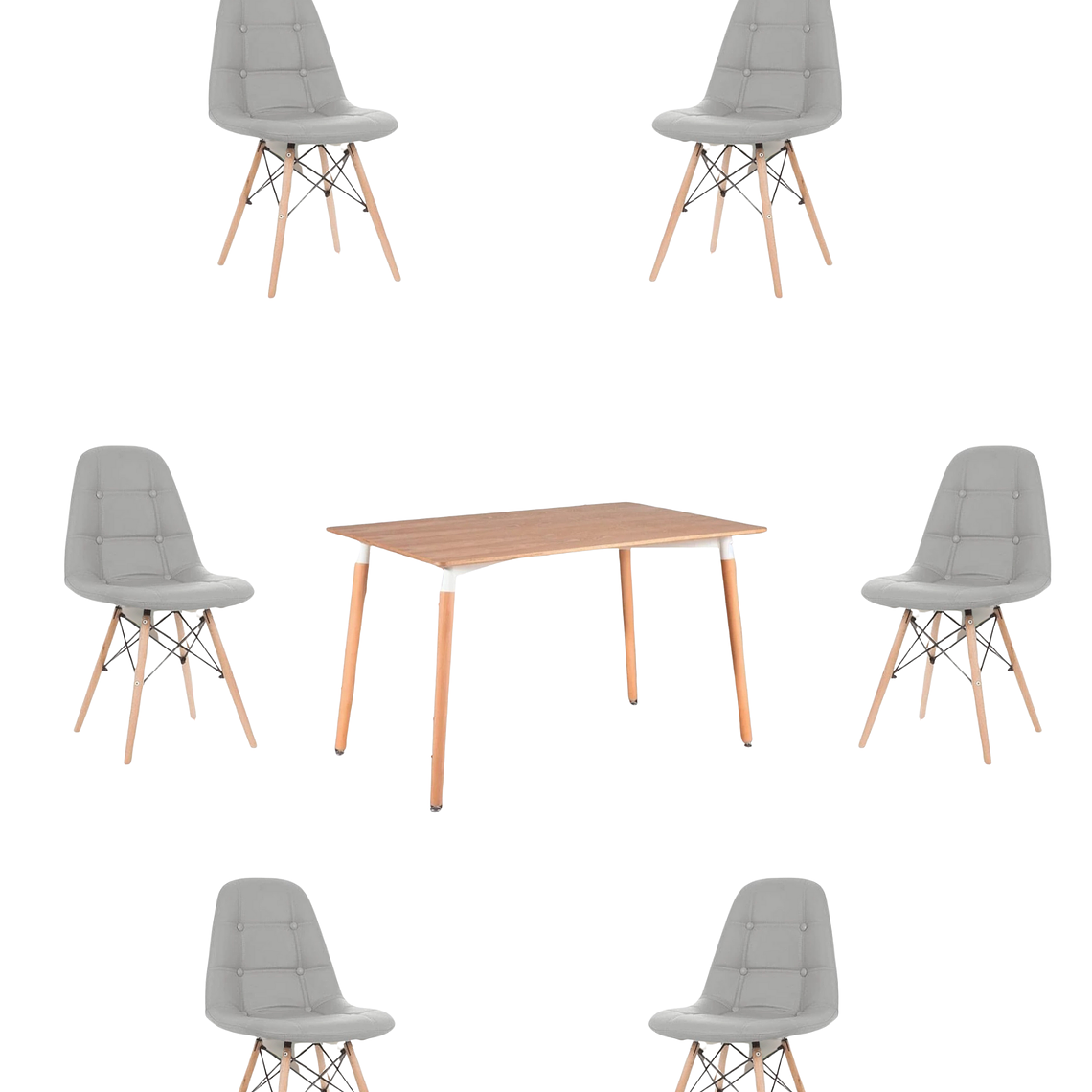 Comedor Mesa Rectangular Melamina 120x80 cm + Sillas Buckle 24