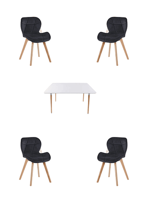 Comedor Mesa Rectangular Melamina 120x80 cm + Sillas Radar Velvet