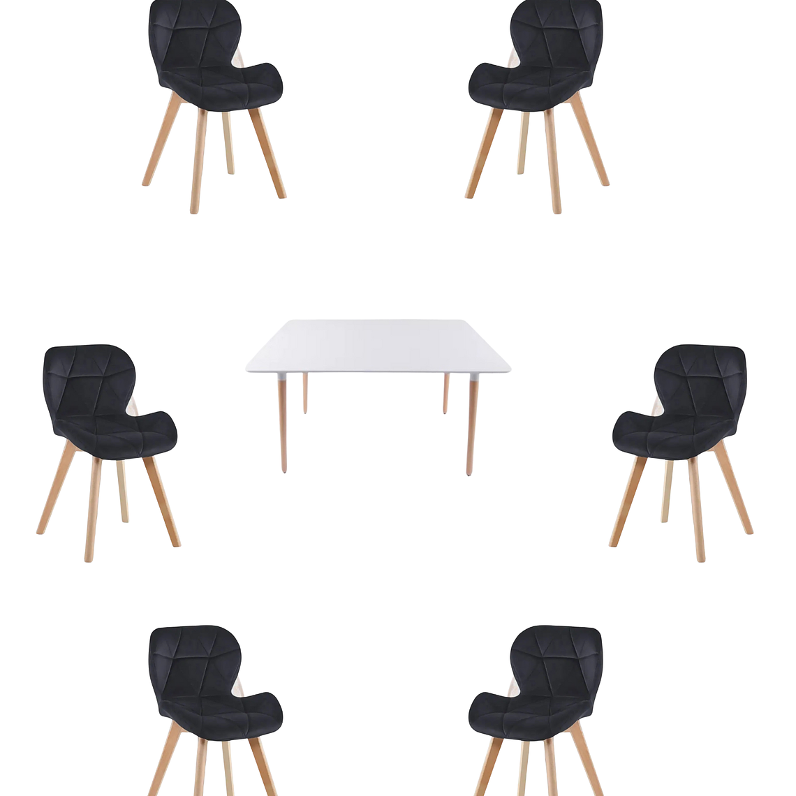 Comedor Mesa Rectangular Melamina 120x80 cm + Sillas Radar Velvet 2