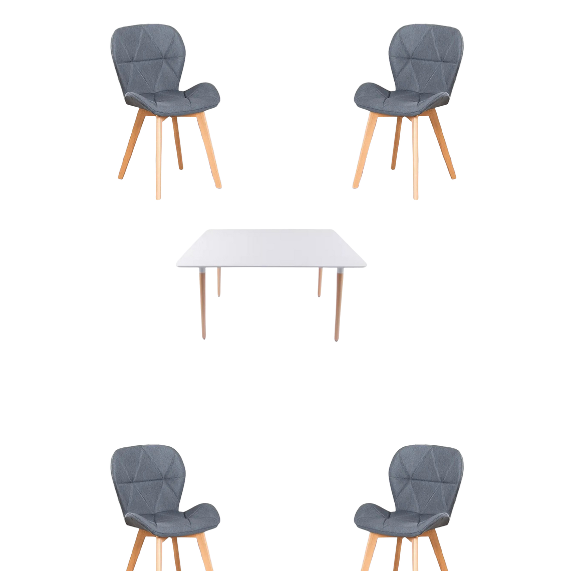 Comedor Mesa Rectangular Melamina 120x80 cm + Sillas Radar Velvet 3