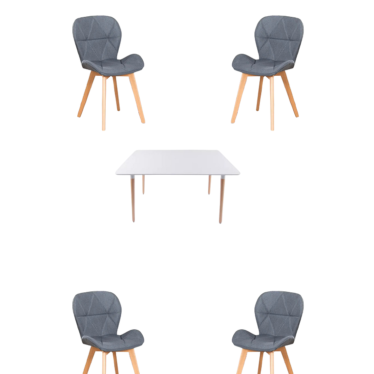 Comedor Mesa Rectangular Melamina 120x80 cm + Sillas Radar Velvet 3