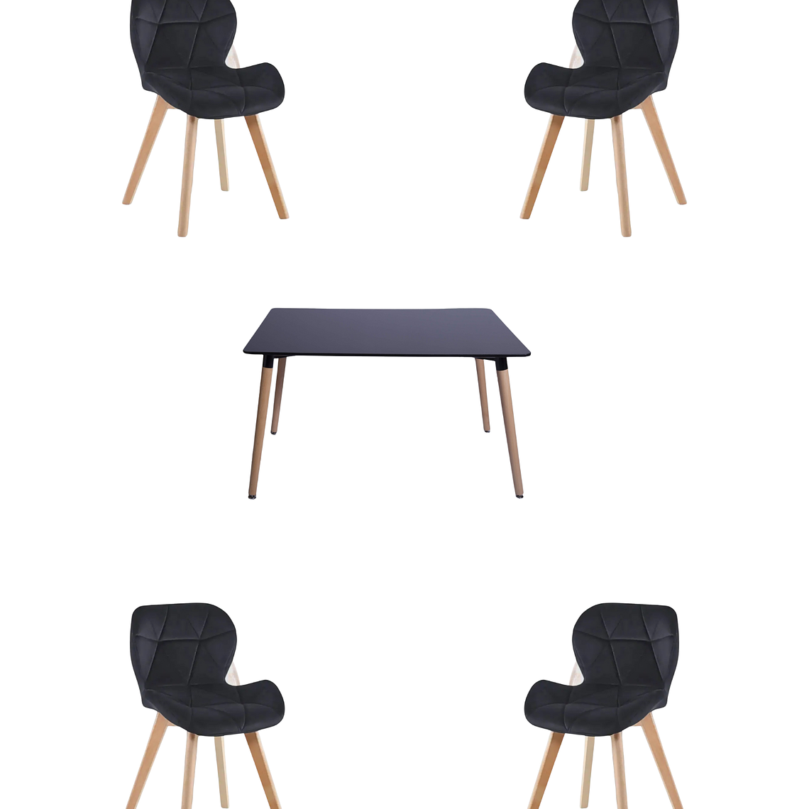 Comedor Mesa Rectangular Melamina 120x80 cm + Sillas Radar Velvet 4