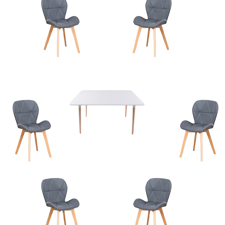 Comedor Mesa Rectangular Melamina 120x80 cm + Sillas Radar Velvet 5