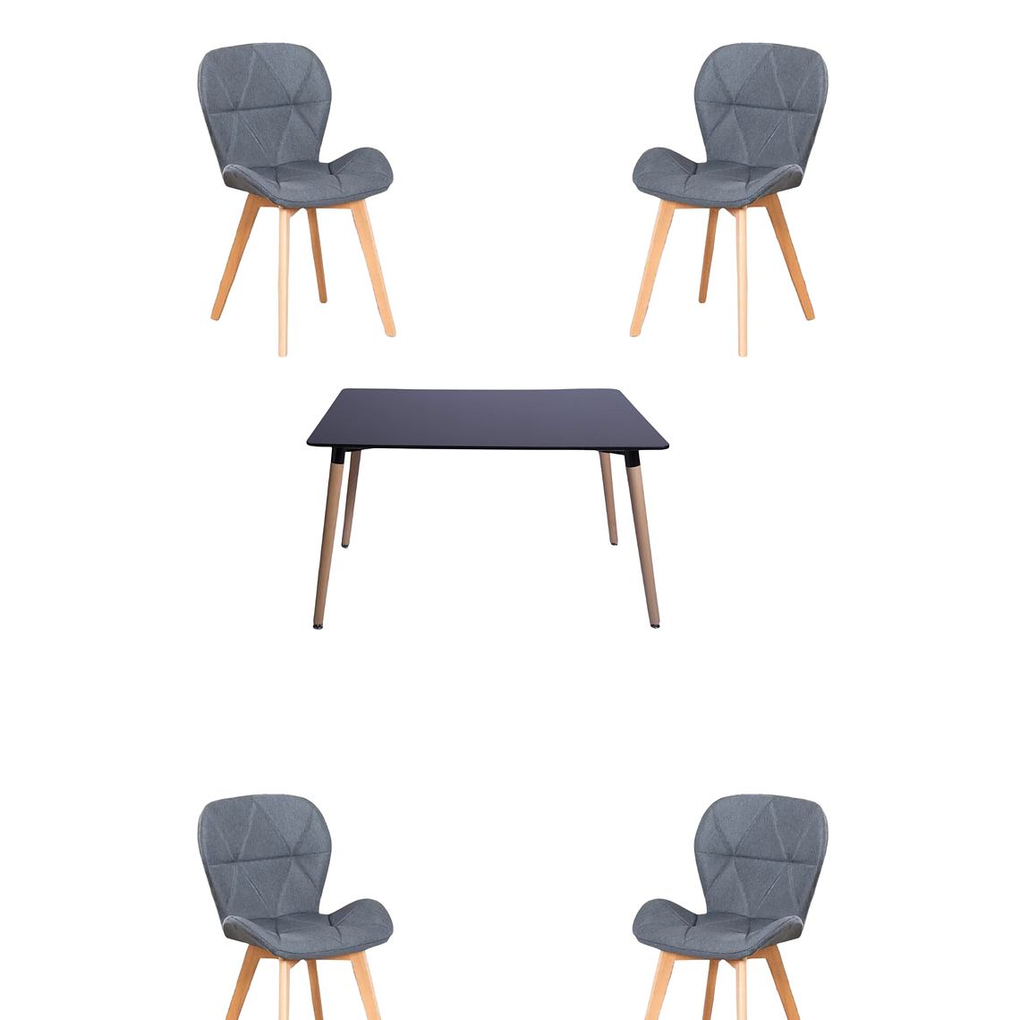 Comedor Mesa Rectangular Melamina 120x80 cm + Sillas Radar Velvet 8