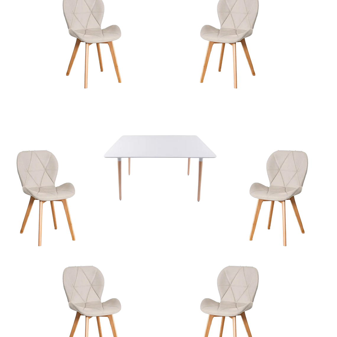 Comedor Mesa Rectangular Melamina 120x80 cm + Sillas Radar Velvet 9