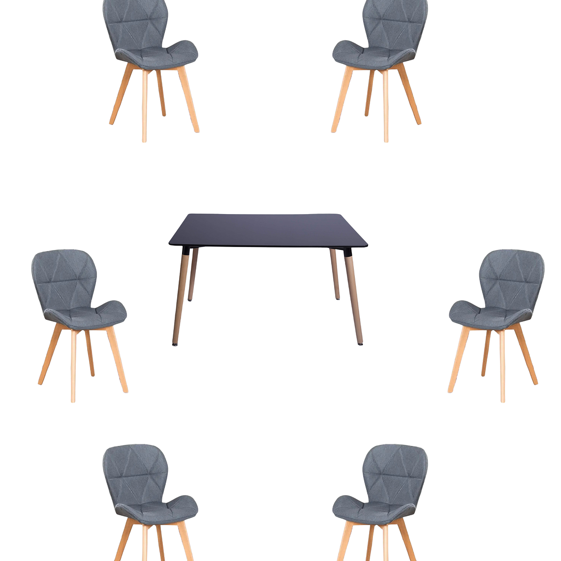 Comedor Mesa Rectangular Melamina 120x80 cm + Sillas Radar Velvet 10